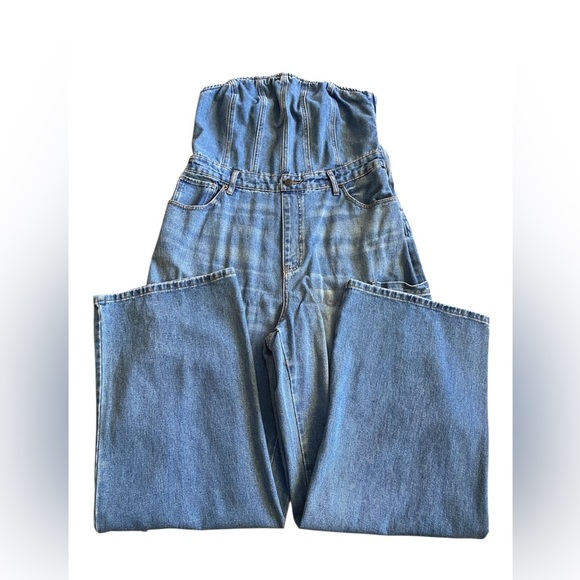 Wild Fable High-Waisted Tube Top Denim Romper - Picture 1 of 12